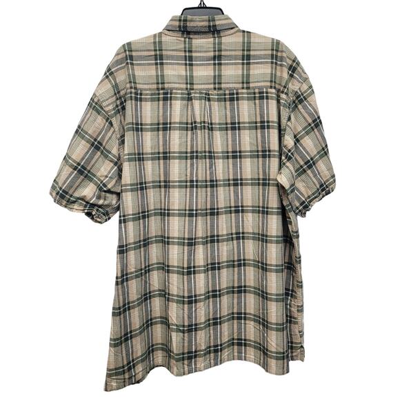 SRT Mens 2XLT 100% Cotton Plaid Short Sleeve Button Up Shirt w Front Pocket - Picture 3 of 4